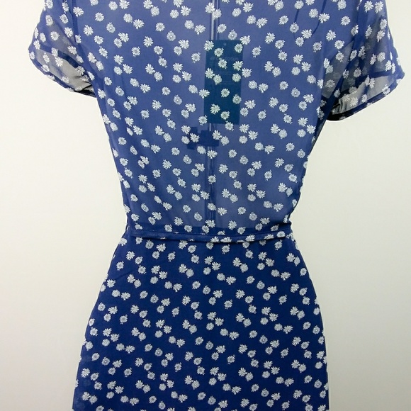 H&M Navy Blue Skater Dress Open Front Lined - Picture 3 of 3